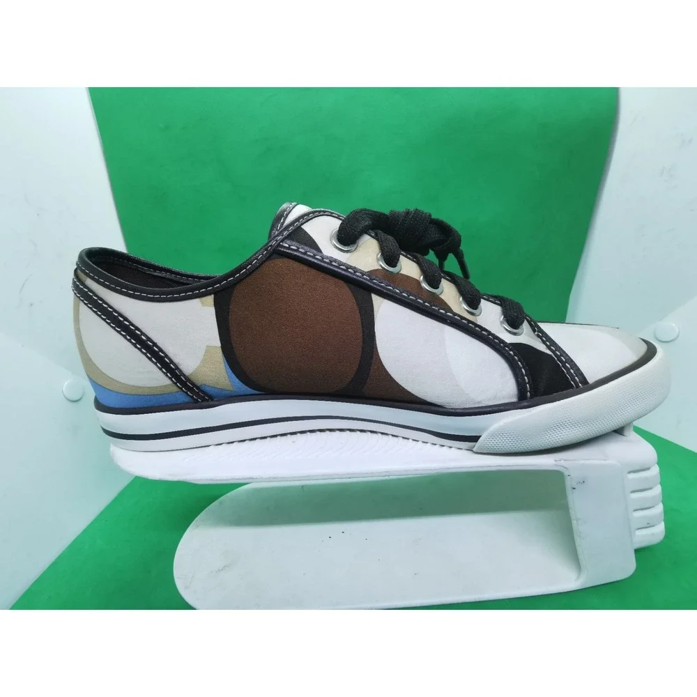 Coach Dalia Signature Canvas Sneakers Women Size 8.5M Brown Blue Cream Shoes